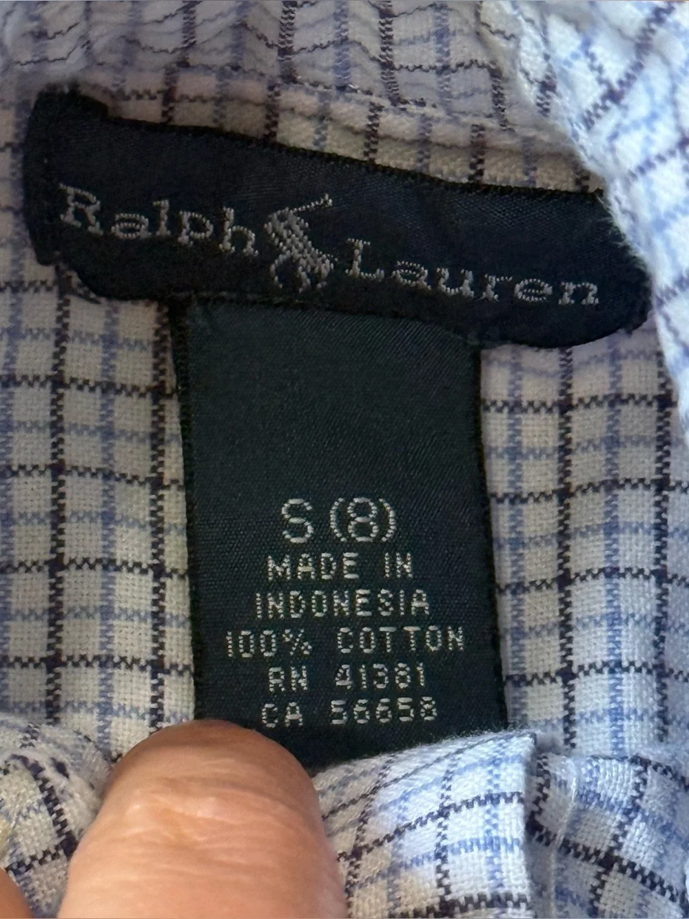 Ralph Lauren Boys 8 Small Plaid Button Down Shirt Long Sleeve Flesh Pony Preppy